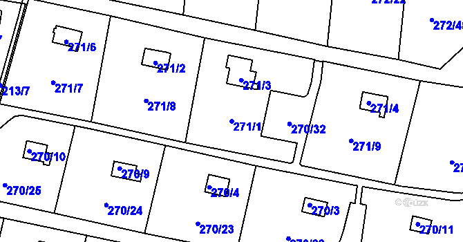 Parcela st. 271/1 v KÚ Náchod u Tábora, Katastrální mapa