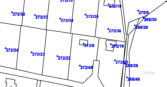 Parcela st. 272/8 v KÚ Náchod u Tábora, Katastrální mapa