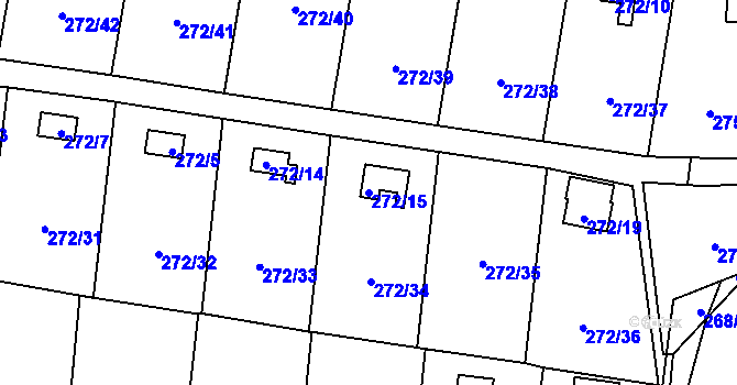 Parcela st. 272/15 v KÚ Náchod u Tábora, Katastrální mapa
