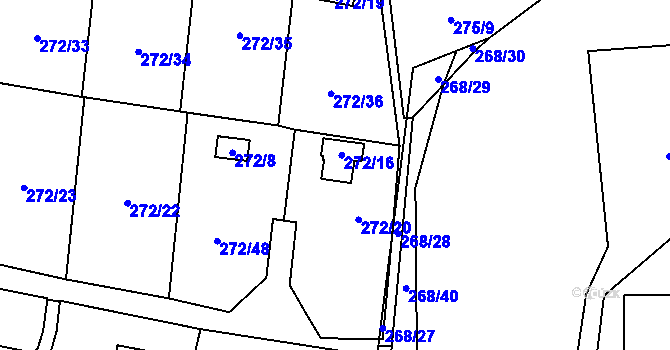Parcela st. 272/16 v KÚ Náchod u Tábora, Katastrální mapa