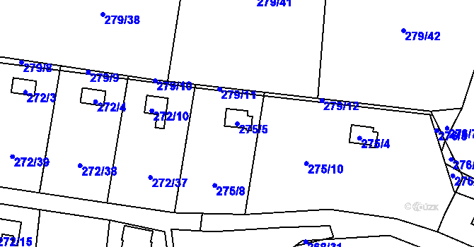 Parcela st. 275/5 v KÚ Náchod u Tábora, Katastrální mapa