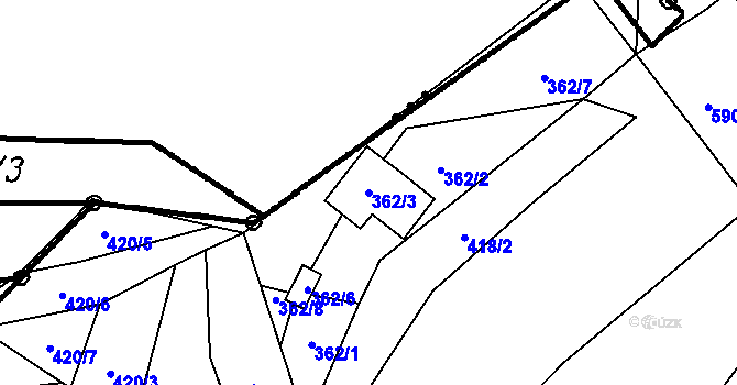 Parcela st. 362/3 v KÚ Náchod u Tábora, Katastrální mapa