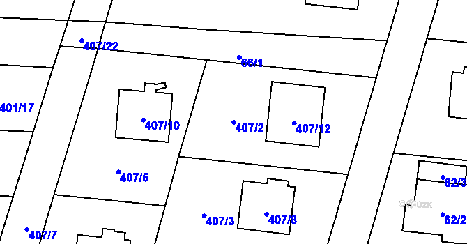 Parcela st. 407/2 v KÚ Náchod u Tábora, Katastrální mapa