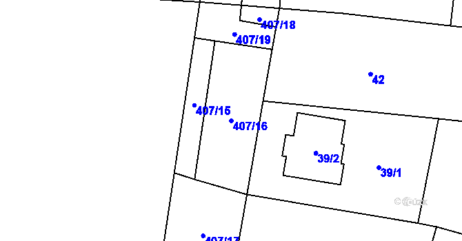 Parcela st. 407/16 v KÚ Náchod u Tábora, Katastrální mapa