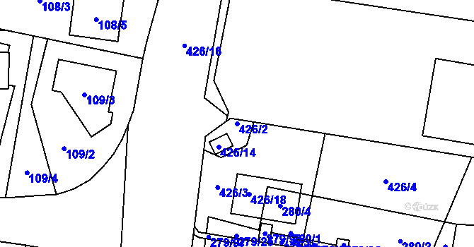 Parcela st. 426/2 v KÚ Náchod u Tábora, Katastrální mapa