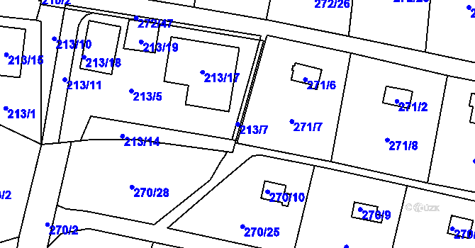 Parcela st. 213/7 v KÚ Náchod u Tábora, Katastrální mapa