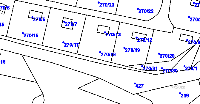 Parcela st. 270/18 v KÚ Náchod u Tábora, Katastrální mapa