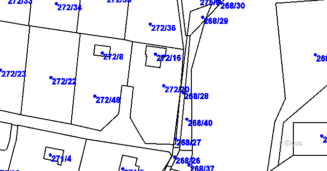 Parcela st. 272/20 v KÚ Náchod u Tábora, Katastrální mapa