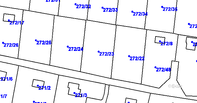Parcela st. 272/23 v KÚ Náchod u Tábora, Katastrální mapa