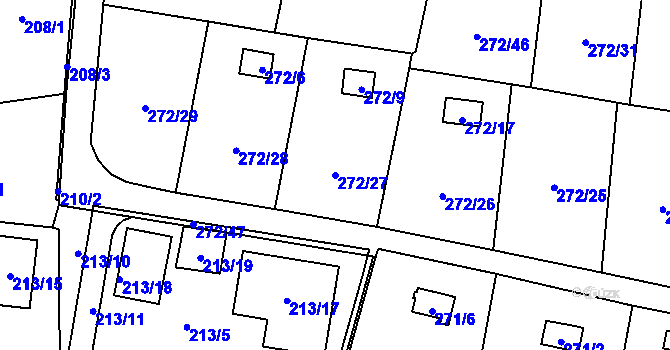 Parcela st. 272/27 v KÚ Náchod u Tábora, Katastrální mapa