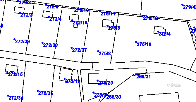 Parcela st. 275/8 v KÚ Náchod u Tábora, Katastrální mapa