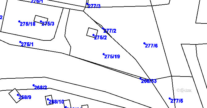 Parcela st. 275/19 v KÚ Náchod u Tábora, Katastrální mapa
