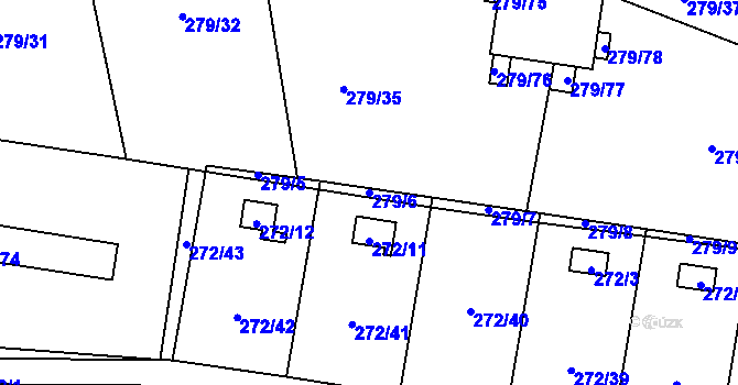 Parcela st. 279/6 v KÚ Náchod u Tábora, Katastrální mapa