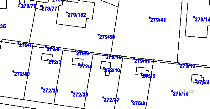 Parcela st. 279/10 v KÚ Náchod u Tábora, Katastrální mapa