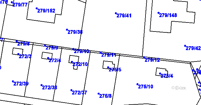 Parcela st. 279/11 v KÚ Náchod u Tábora, Katastrální mapa