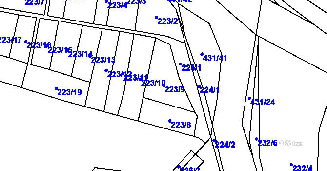 Parcela st. 223/9 v KÚ Náchod u Tábora, Katastrální mapa