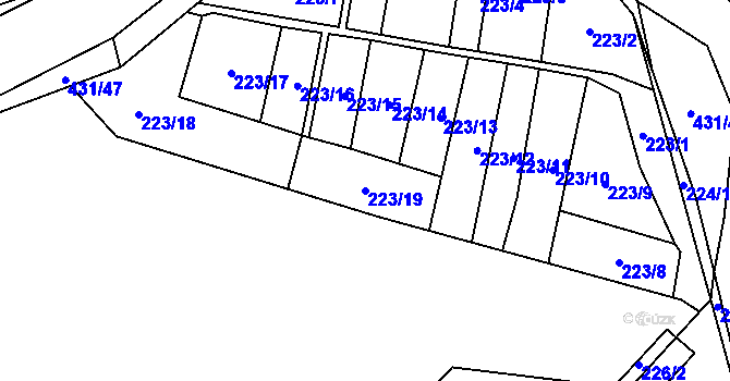Parcela st. 223/19 v KÚ Náchod u Tábora, Katastrální mapa