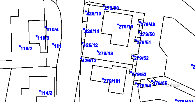 Parcela st. 279/18 v KÚ Náchod u Tábora, Katastrální mapa