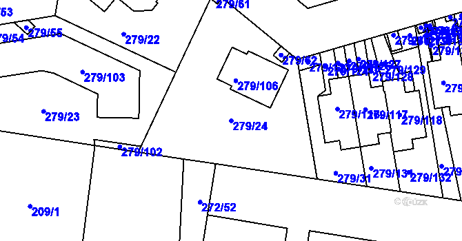 Parcela st. 279/24 v KÚ Náchod u Tábora, Katastrální mapa