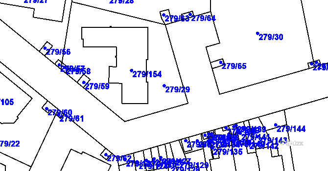 Parcela st. 279/29 v KÚ Náchod u Tábora, Katastrální mapa