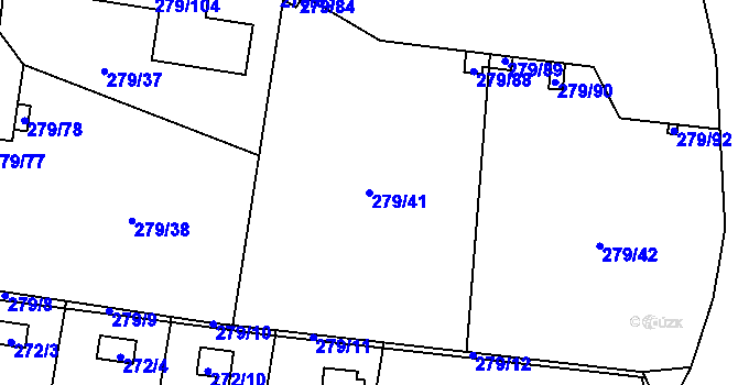 Parcela st. 279/41 v KÚ Náchod u Tábora, Katastrální mapa