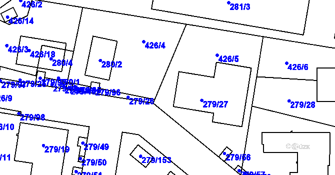 Parcela st. 280/3 v KÚ Náchod u Tábora, Katastrální mapa