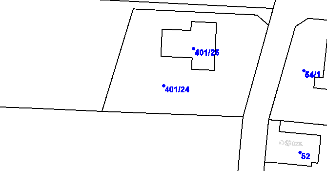 Parcela st. 401/24 v KÚ Náchod u Tábora, Katastrální mapa