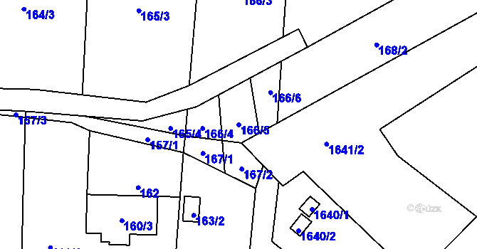 Parcela st. 166/5 v KÚ Náchod u Tábora, Katastrální mapa