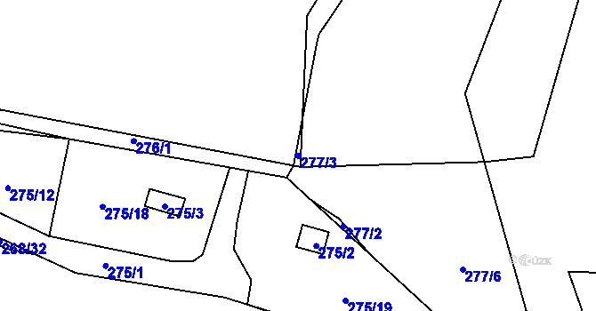Parcela st. 277/3 v KÚ Náchod u Tábora, Katastrální mapa