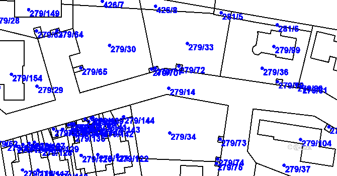 Parcela st. 279/14 v KÚ Náchod u Tábora, Katastrální mapa