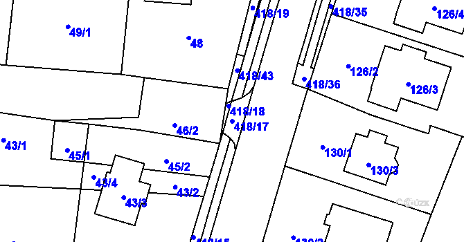 Parcela st. 418/17 v KÚ Náchod u Tábora, Katastrální mapa