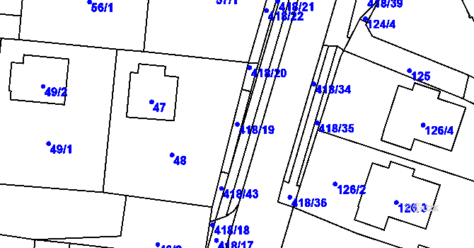 Parcela st. 418/19 v KÚ Náchod u Tábora, Katastrální mapa