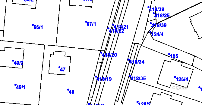 Parcela st. 418/20 v KÚ Náchod u Tábora, Katastrální mapa