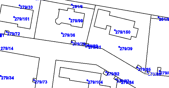 Parcela st. 279/80 v KÚ Náchod u Tábora, Katastrální mapa