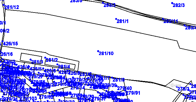 Parcela st. 281/10 v KÚ Náchod u Tábora, Katastrální mapa
