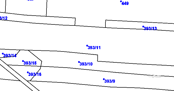 Parcela st. 393/11 v KÚ Náchod u Tábora, Katastrální mapa