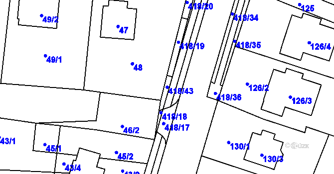 Parcela st. 418/43 v KÚ Náchod u Tábora, Katastrální mapa
