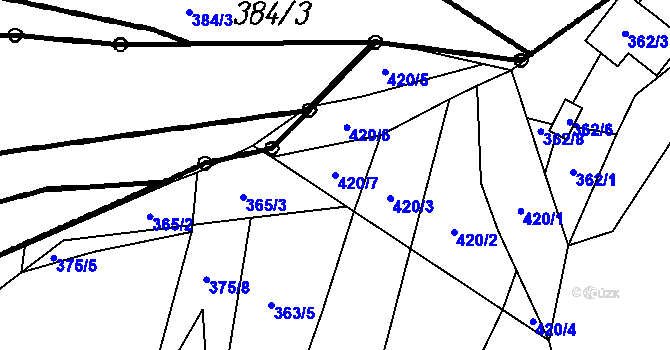 Parcela st. 420/7 v KÚ Náchod u Tábora, Katastrální mapa
