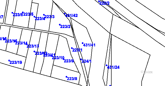 Parcela st. 431/41 v KÚ Náchod u Tábora, Katastrální mapa