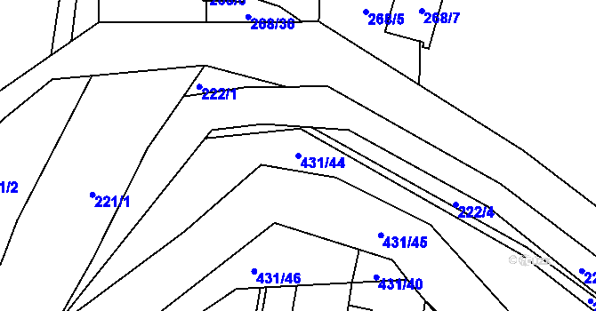 Parcela st. 431/44 v KÚ Náchod u Tábora, Katastrální mapa