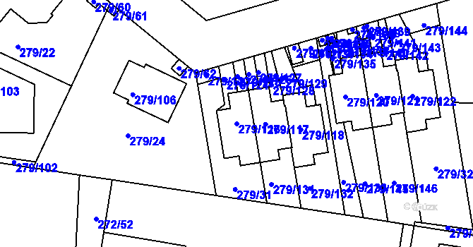 Parcela st. 279/116 v KÚ Náchod u Tábora, Katastrální mapa