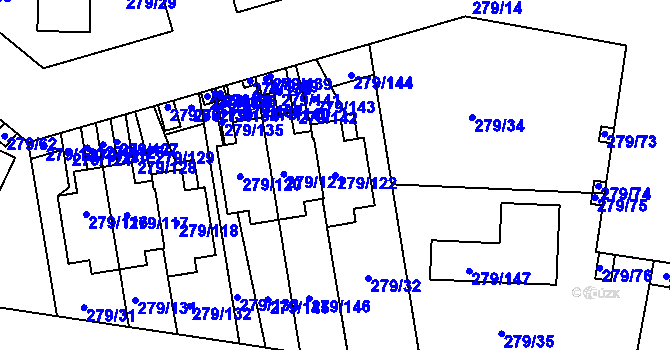 Parcela st. 279/122 v KÚ Náchod u Tábora, Katastrální mapa