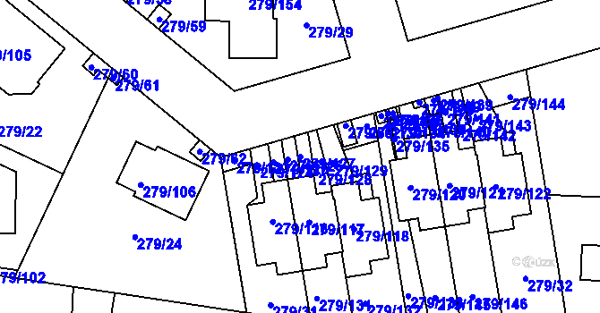 Parcela st. 279/127 v KÚ Náchod u Tábora, Katastrální mapa