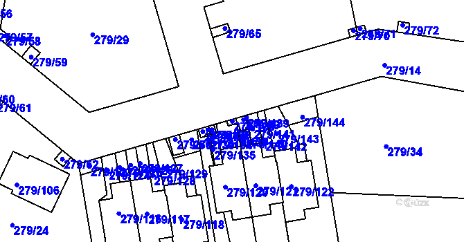 Parcela st. 279/138 v KÚ Náchod u Tábora, Katastrální mapa