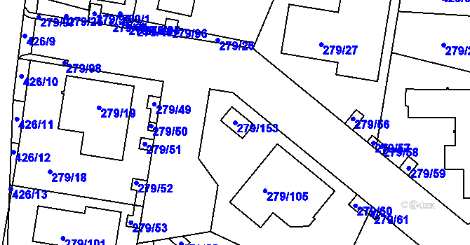 Parcela st. 279/153 v KÚ Náchod u Tábora, Katastrální mapa