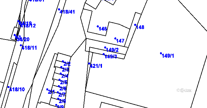 Parcela st. 149/3 v KÚ Náchod u Tábora, Katastrální mapa