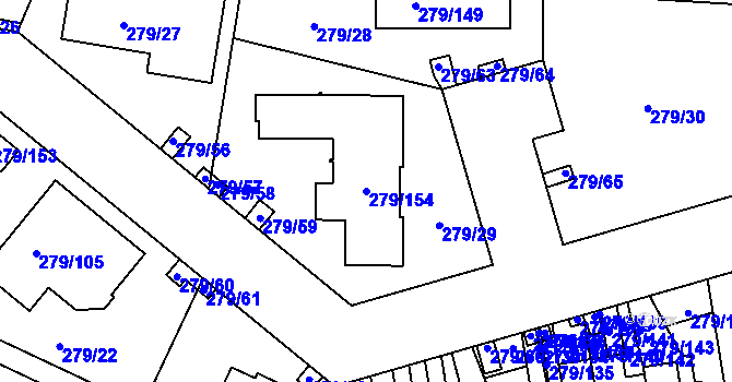 Parcela st. 279/154 v KÚ Náchod u Tábora, Katastrální mapa