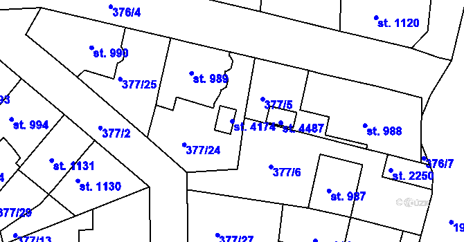Parcela st. 4174 v KÚ Náchod, Katastrální mapa