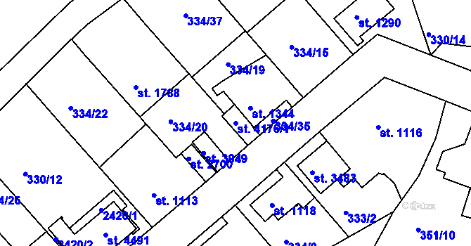 Parcela st. 4176/1 v KÚ Náchod, Katastrální mapa