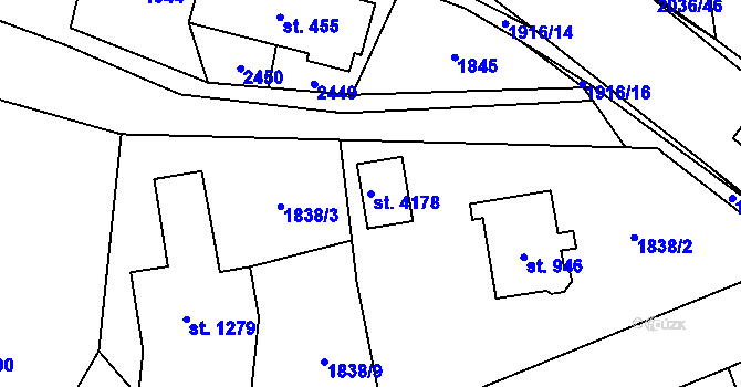 Parcela st. 4178 v KÚ Náchod, Katastrální mapa